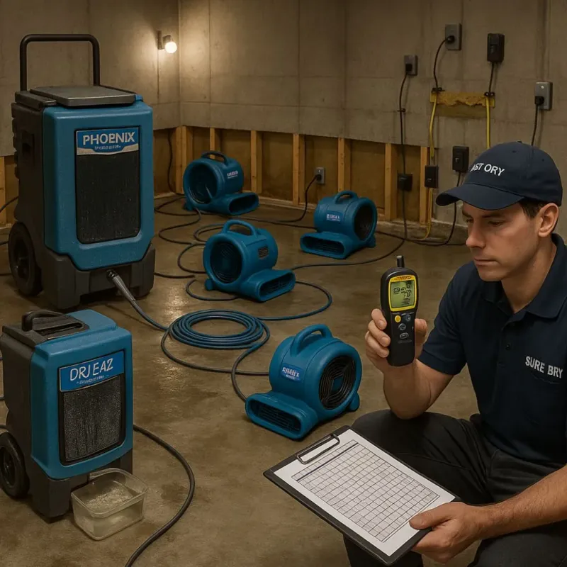 Structural Drying and Dehumidification process in Terra Bella, CA